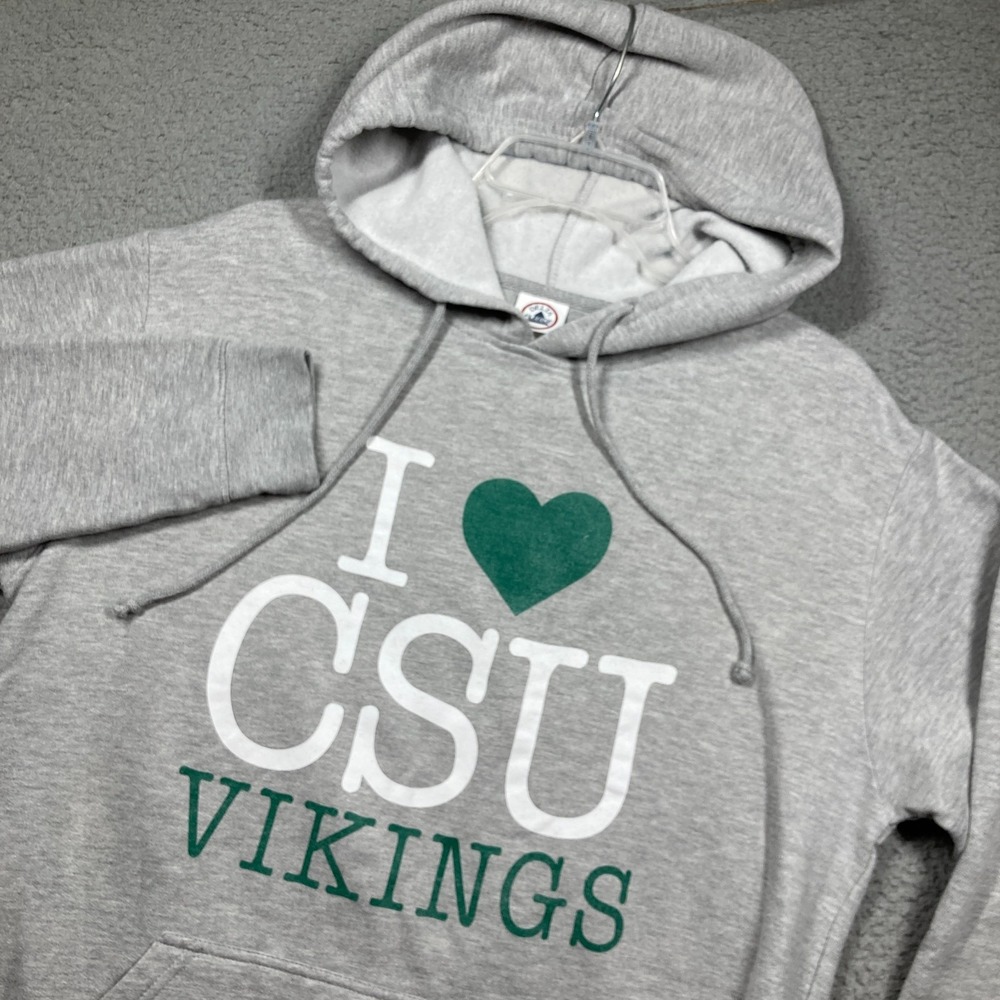 CSU‎ Cleveland State University Vikings Hoodie Womens Large Gray Pullover FLAWS